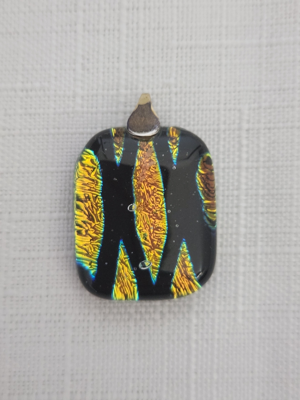 Vintage Dichroic Glass Teardrop Earrings and Pendant Set - Picture 2 of 6